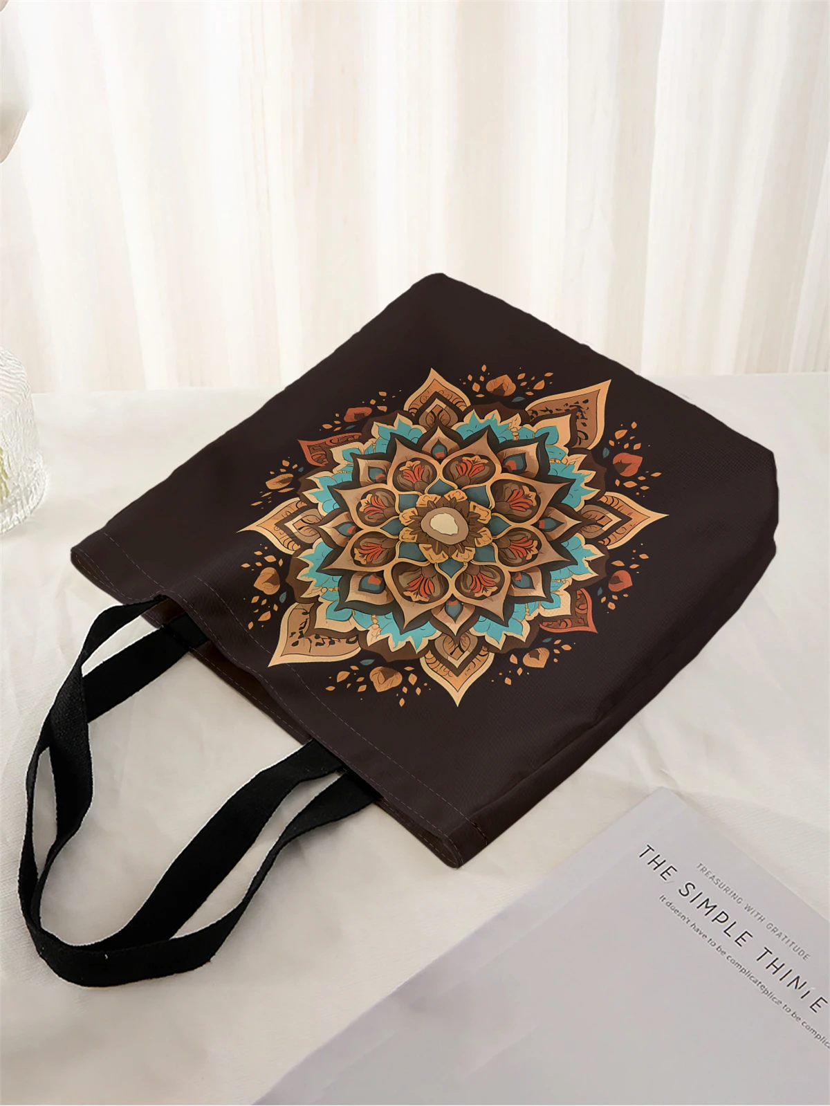 1pc,ethnic style handbag, reusable fashionable handbag, multifunctional handbag, printed canvas shopping bag