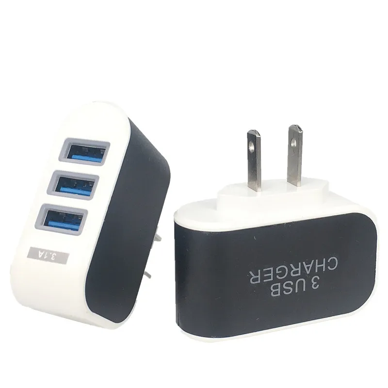 AC Adapter 3 Ports 3.1A Triple USB Port Wall Home Travel AC Charger Adapter US EU Plug Mobile Phone Charger