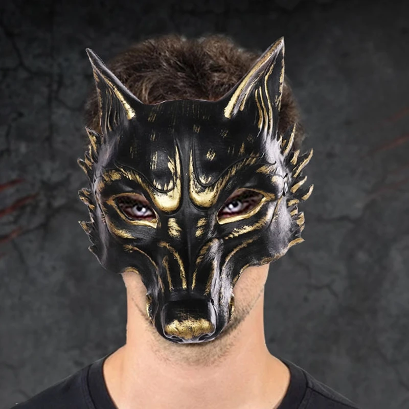thumbnail: TOYANDONA 4 Stuks Halfmaskers Halloween Maskers - Wolf Design, Plastic, Voor Cosplay En Feesten