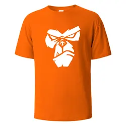 Gorilla Face Graphic Oversized Cotton T - Shirt - Unisex Casual Streetwear Tee - S (Orange)