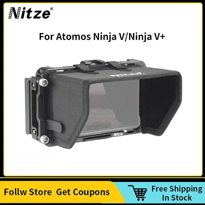 

Nitze JT-A02B For Atomos Ninja V/Ninja V+/Shinobi/ZATO CONNECT 5" Monitor Cage with HDMI-Cable Clamp,Sunhood,NATO Rail,Cold Shoe