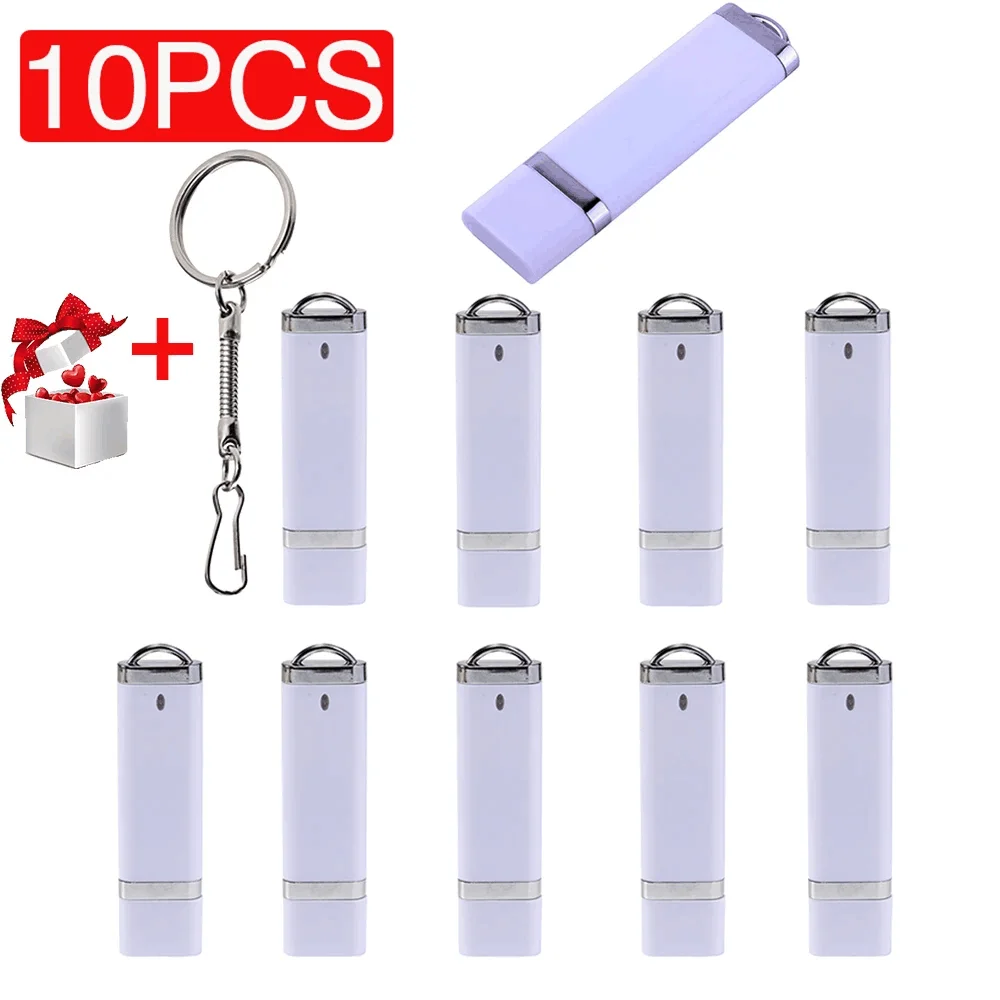

Mini 10PCS/LOT Plastic Lighter Appearance USB Flash Drive 64GB Pen Drive with Keychain Blue Creative Memory Stick Business Gift