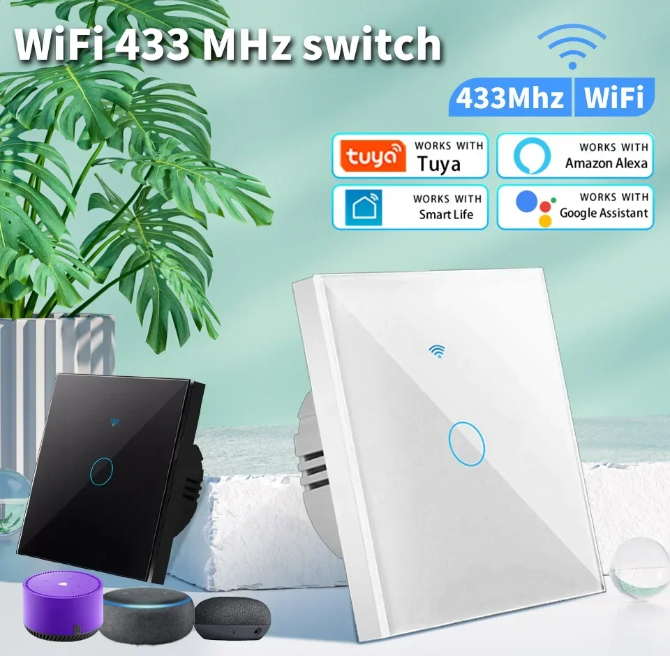 Description Picture 2 of itemTuya WiFi Smart Switch EU Neutral Wire/No Neutral Wire Required 1/2/3 Gang Wall Switch Voice Control Support Alexa Google Home