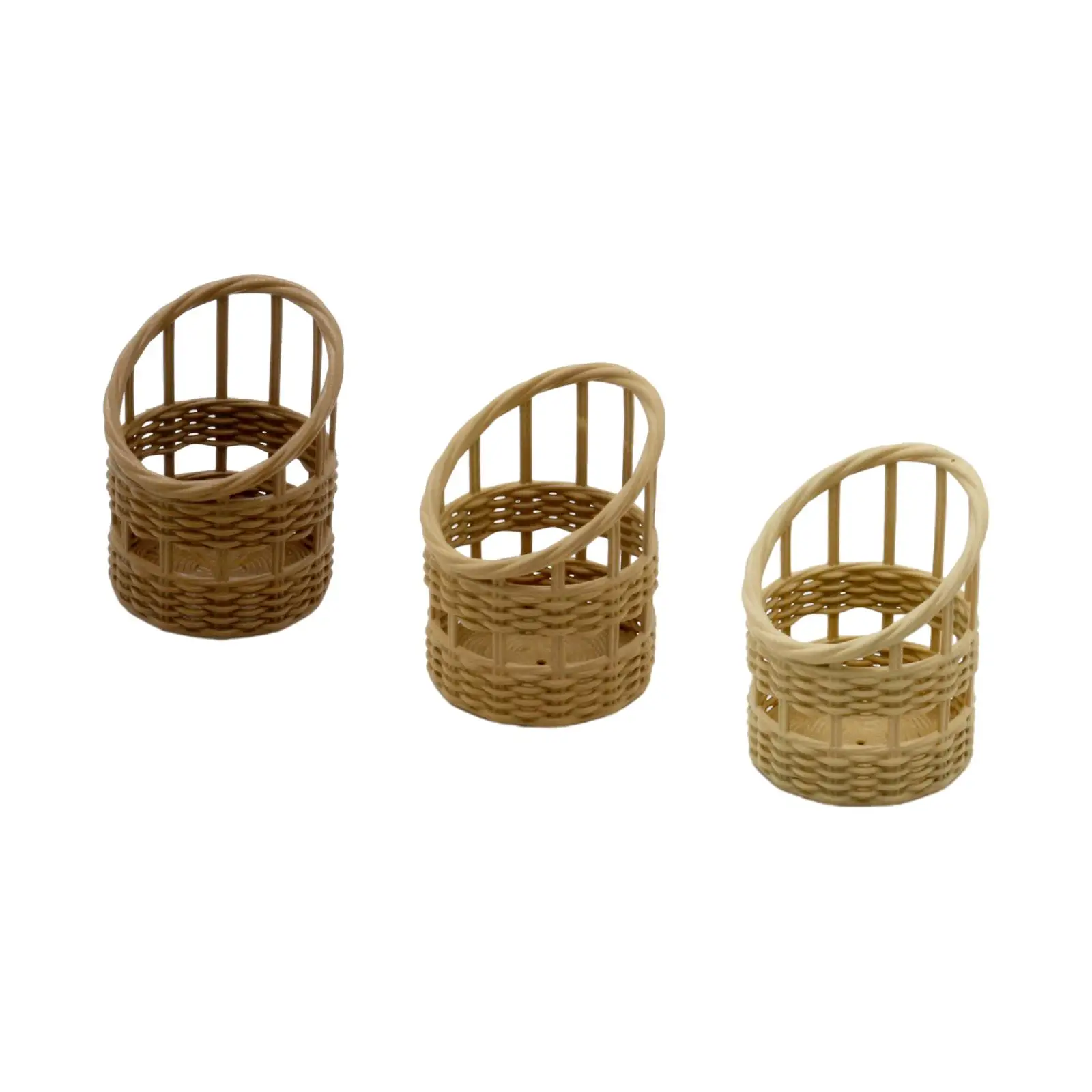 1/6 1/8 Miniature Woven Basket Bread Basket Mini Resin Baskets Dollhouse Candy Basket Camping Food Snack Basket for Kids Age 3~6