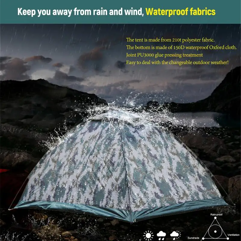 2-Person Camouflage Rainproof Camping Canopy 3