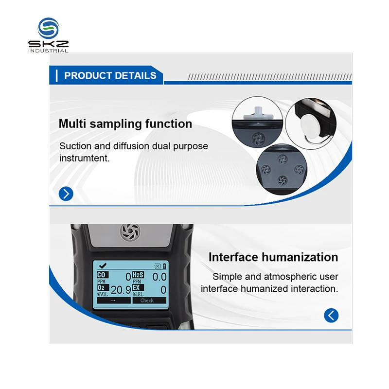 ATEX CE CO2 gas meter detector carbon dioxide gas analyzer SKZ2054C CO2 ndir sensor detector portable usb battery