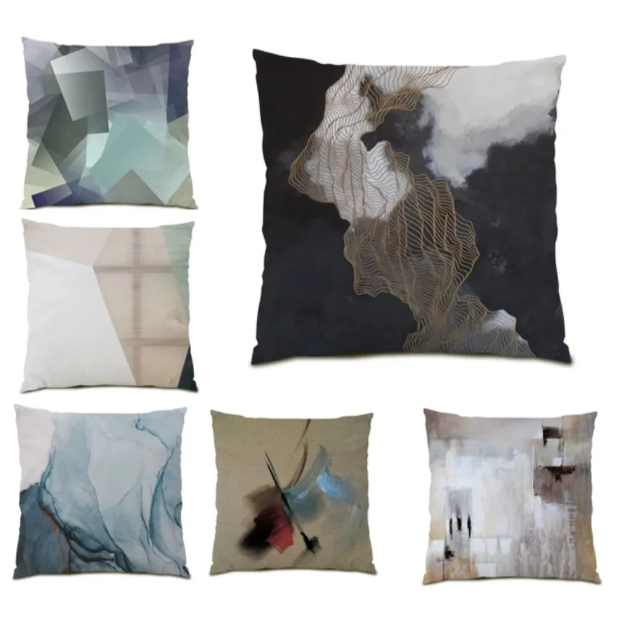 

Pillow for Sofa Decoration Cushion Cover Cojines Luxury Throw Pillow Covers Abstract Gift Pillowcase Poster Simple Square F0404