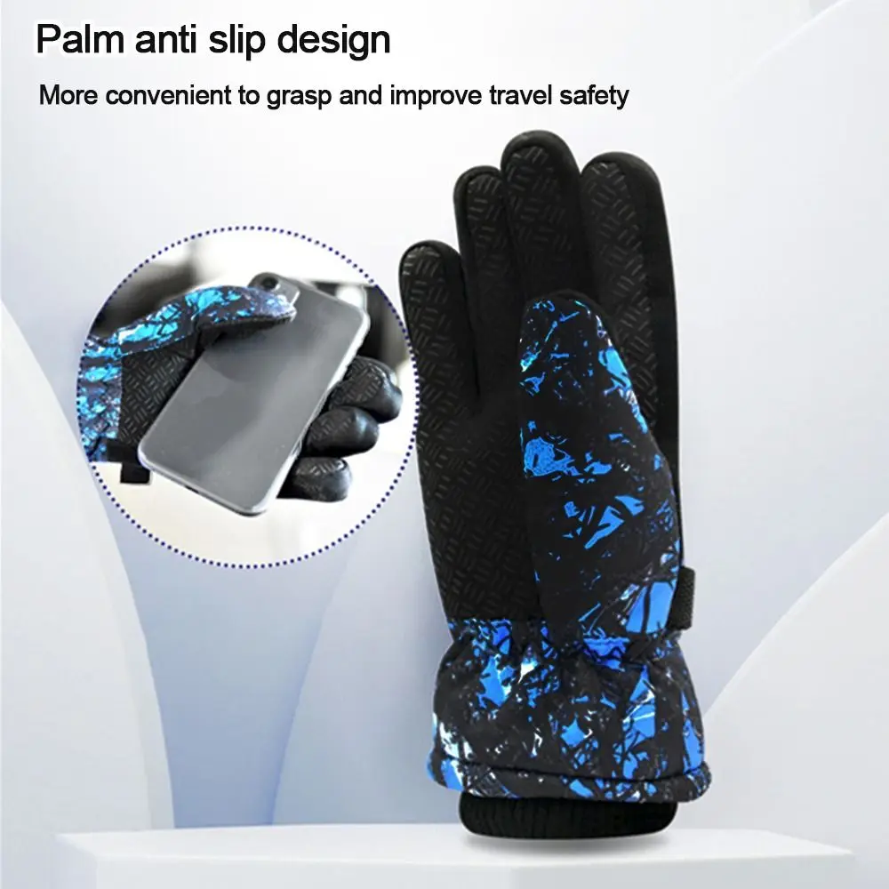 Kids Winter Thicken Snow Adjustable Warm Gloves Unisex Waterproof Ski Mittens_voghion.com