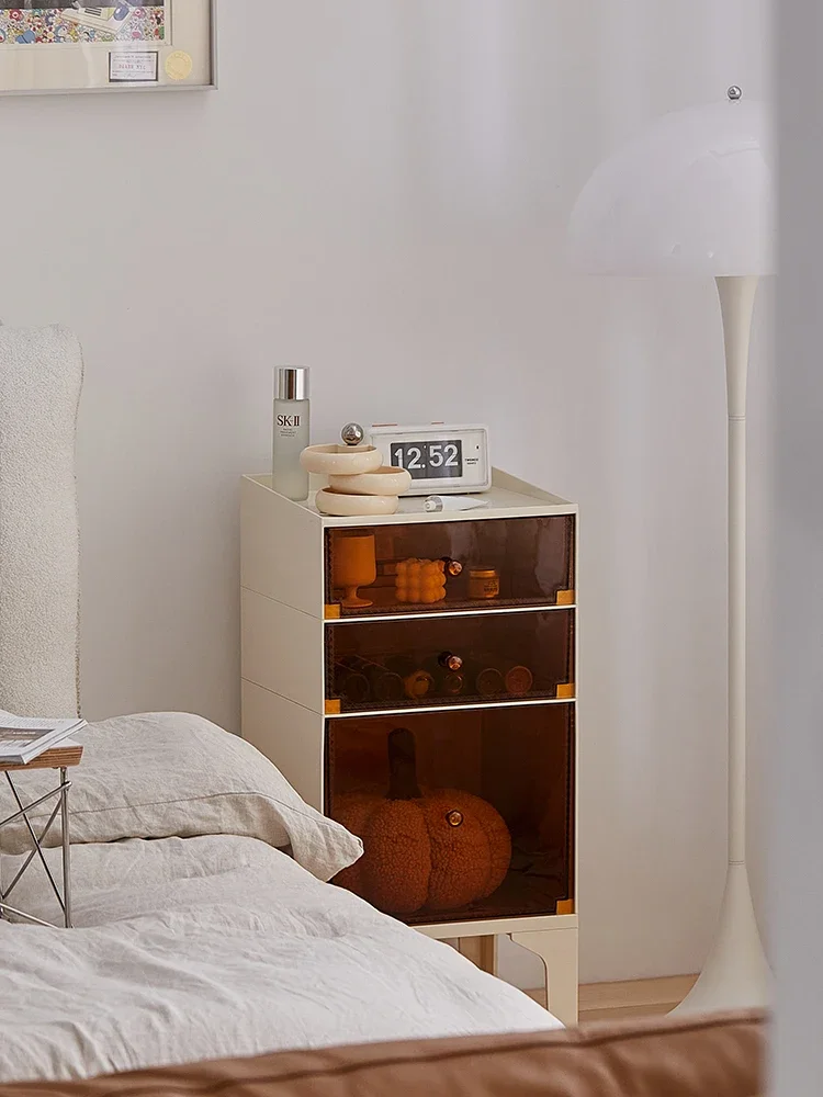 

Минималистичный боковой шкаф для дивана, многоуровневый шкаф для хранения с выдвижными ящиками, прикроватный столик в кремовом стиле