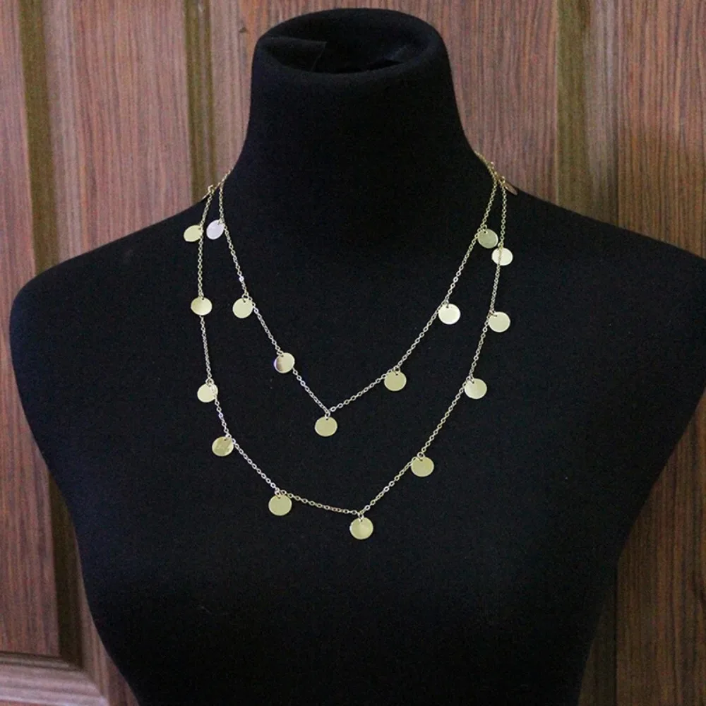 Statement necklace Long Bohemia Trendy Women Jewelry Statement Necklace Personality Sequins Pendant Maxi Collar Chain
