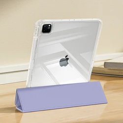 Crystal Clear iPad Pro Case with Pen Slot and Detachable Cover - Pro 11 2024 2025 (Lilac Purple)