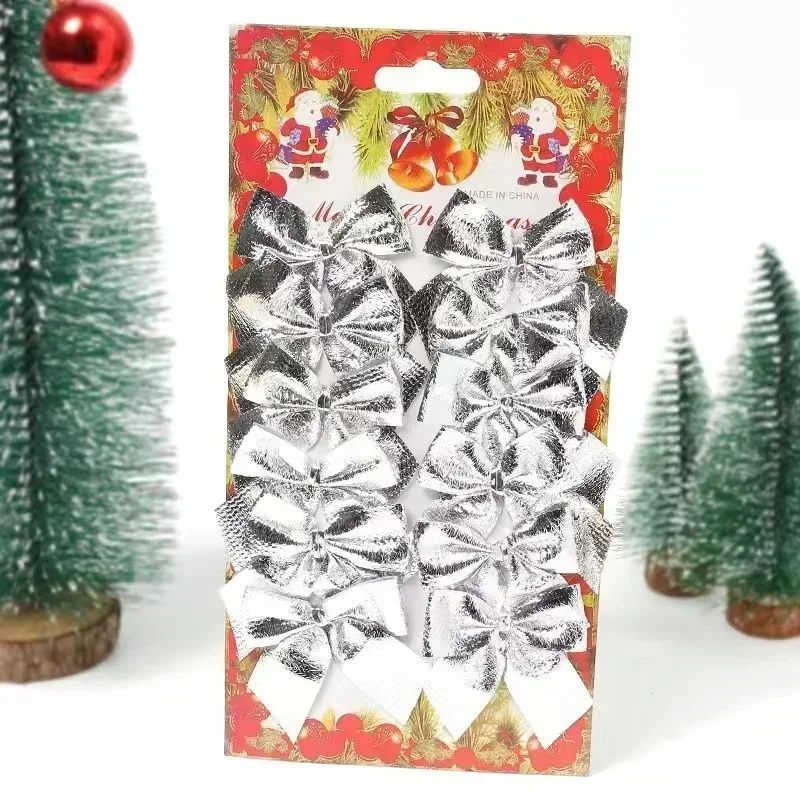 thumbnail image 1 of 36/12Pcs Mini Christmas Bow Red Glitter Ribbons Bow Xmas Tree Hanging Pendant Ornament Navidad New Year Party DIY Gifts Supplies, 1 of 5