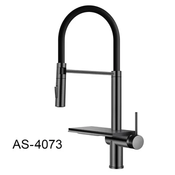  ก๊อกน้ําห้องครัวสแตนเลส ASRAS 304 - ก๊อกน้ําน้ําตกสีดํา สเปรย์ดึงออก และเคลือบนาโน 2