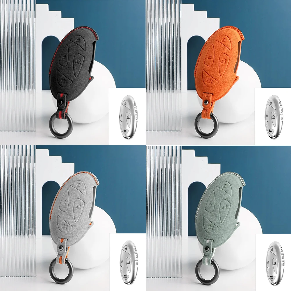 

Premium Alcantara Car Key Case Suede Leather Control Key Cover 7 Buttons HIGH-END Style Shell For Hyundai Grandeur GN7 Kona Ev