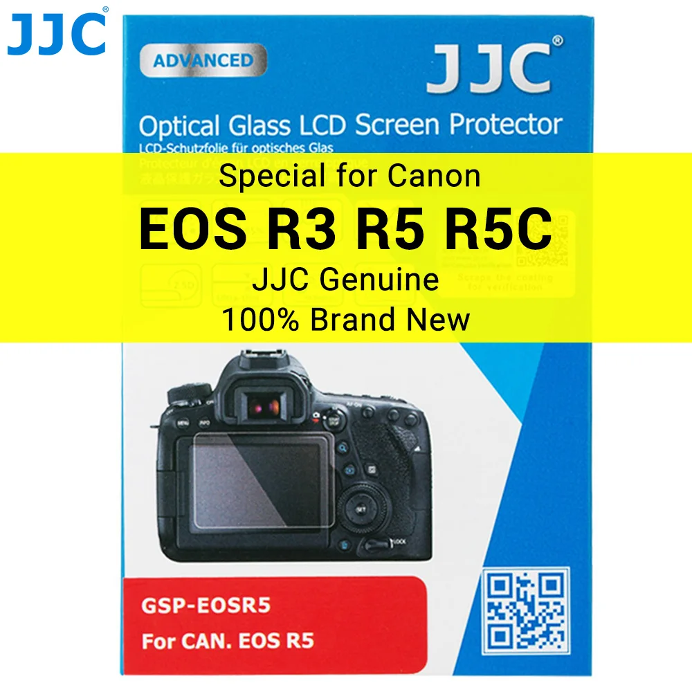 Jjc R5 R5C Vetro Temperato 0.3Mm Pellicola Salvaschermo Ultra Sottile Antigraffio 2.5D Copertura Dello Schermo Lcd Per Fotocamera Canon Eos R3 R5 / R5