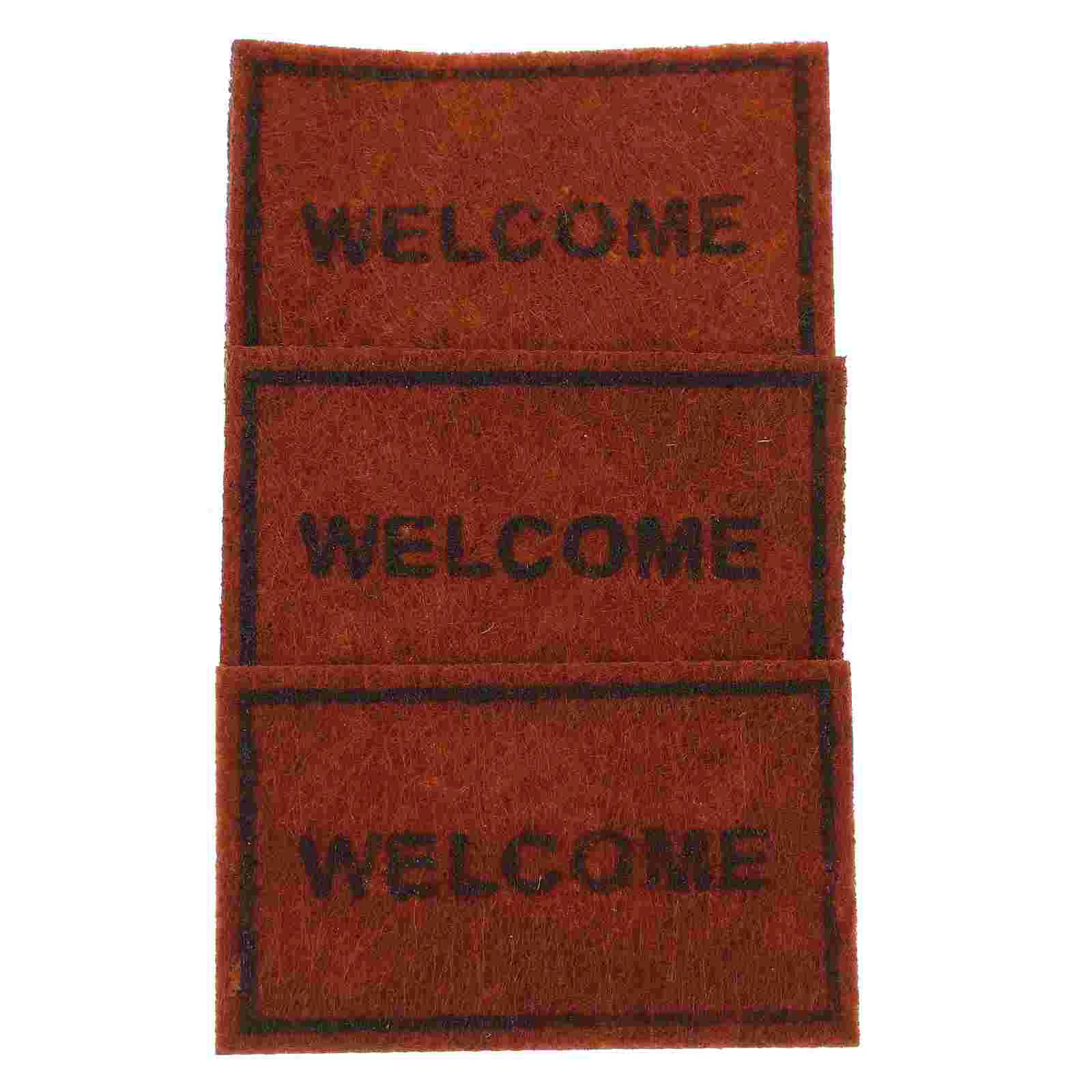 

3pcs Miniature Carpets Vintage Welcome Floor Mat Pad Floor Rug Cover Blankets Furniture Decoration Accessories
