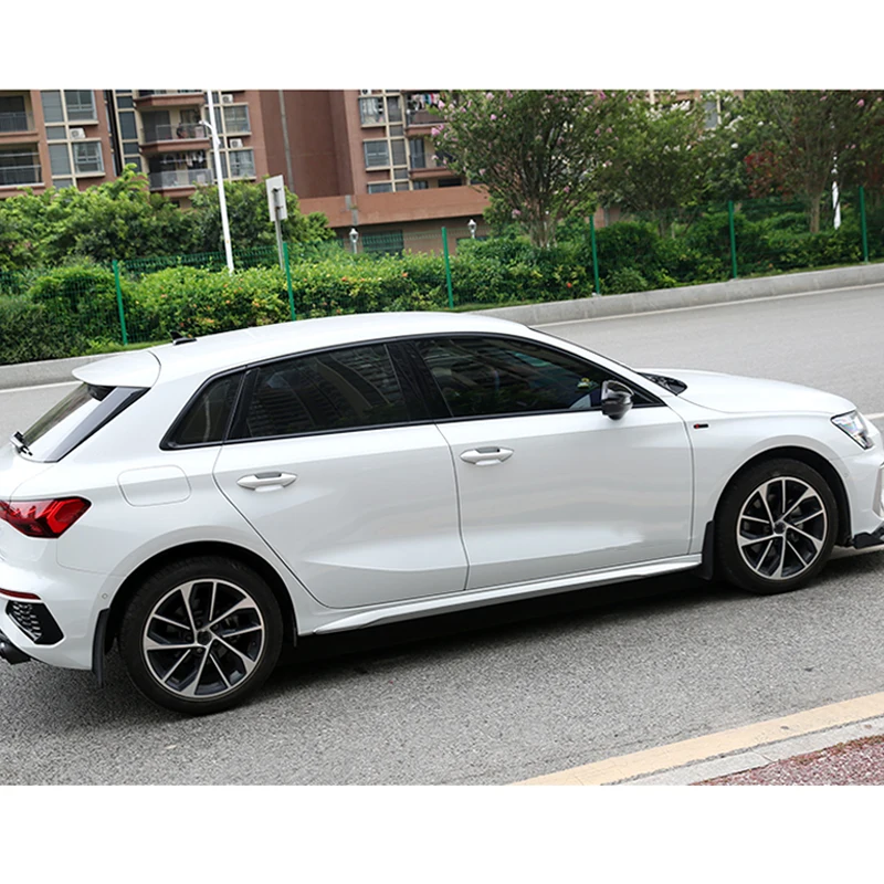Kit 10 Pezzi Modanature Cromate Per Audi A3 Sportback 2021-2024 | Finestrini Esterni E Battitacco | Nero Lucido Acciaio Inox