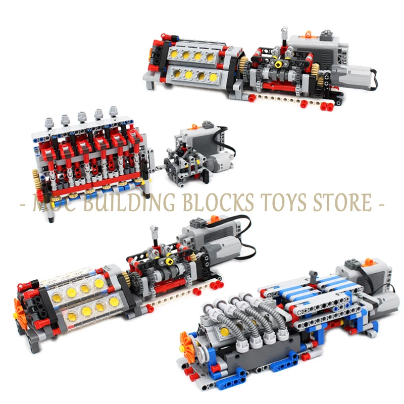 MOC 하이테크 기술 빌딩 블록 브릭, 자동차 엔진 변속기 기계 엔지니어링 어셈블리, DIY 조립 장난감