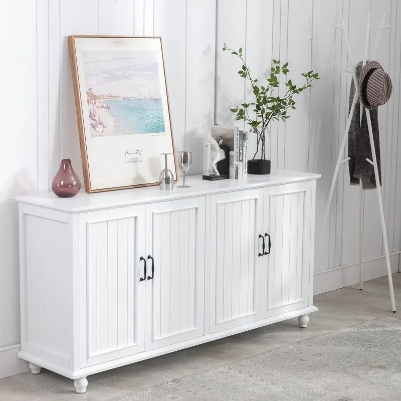 ZHENXIANG Bar Cabinet with Storage,62'' Coffee Bar Cabinet,Sideboard Storage Cabinet for Dinning Room,Kitchen&Living Room 4 Door