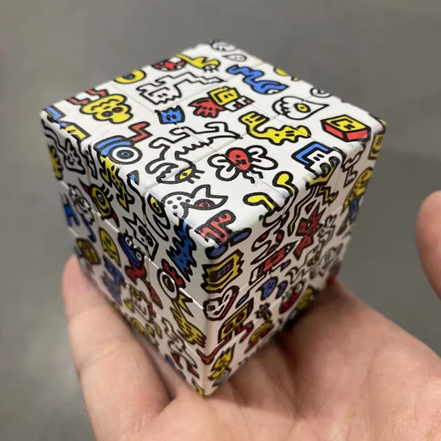 Magic Cube 3x3x3 Cartoon Alien graffiti UV Fun Stress Relief Puzzle Professional Smooth Speed Game Children's Toys Gifts 2