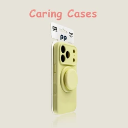Premium Brown Magnetic Silicone Stand Shockproof Phone Case - iPhone 15 (Butter Yellow)