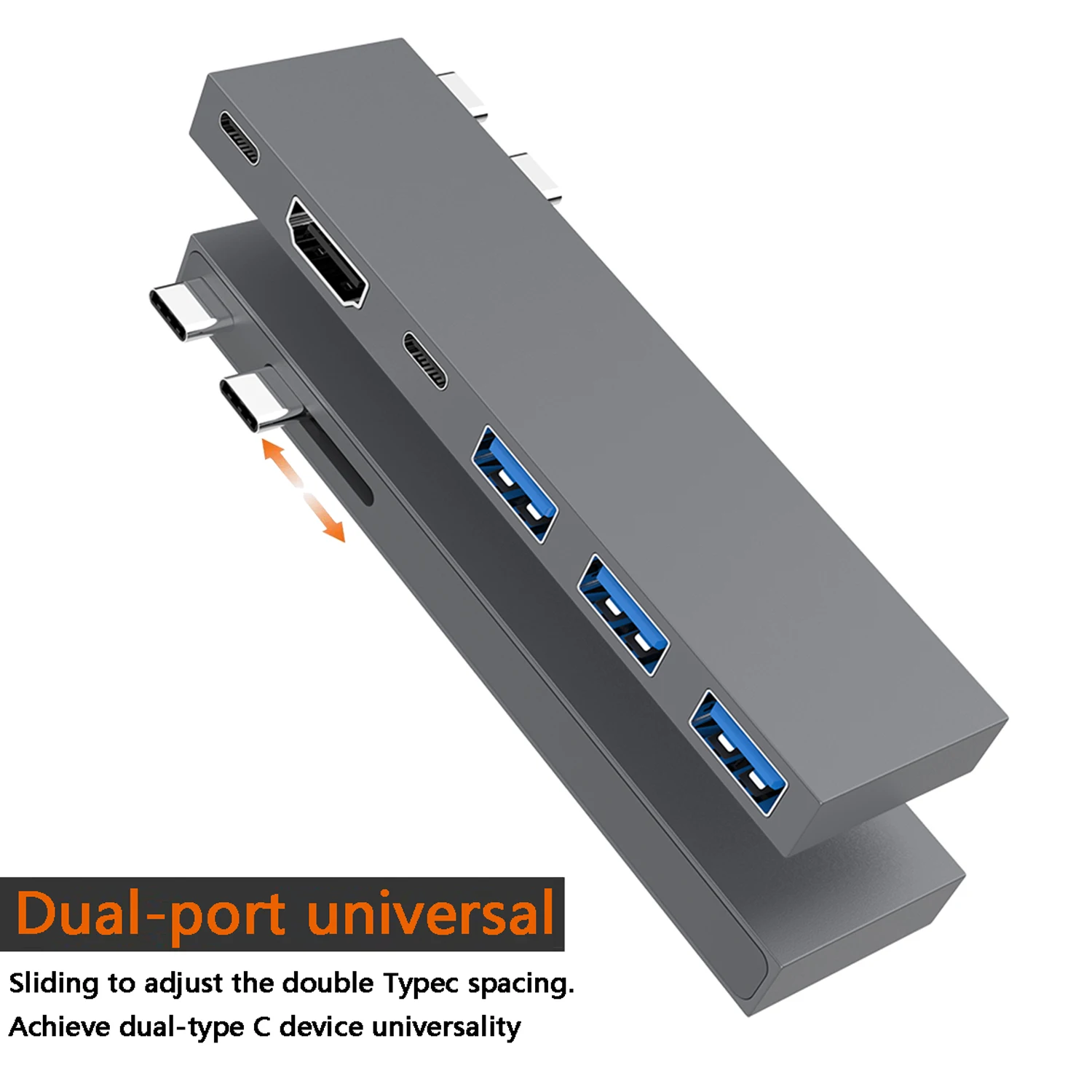 Tebe Dual USB-C Hub 6 IN 2 Type-c to 4K HDMI-Adapter Thunderbol USB C Multi USB 3.0 Fast PD Charging Splitter for Macbook Lenovo 6