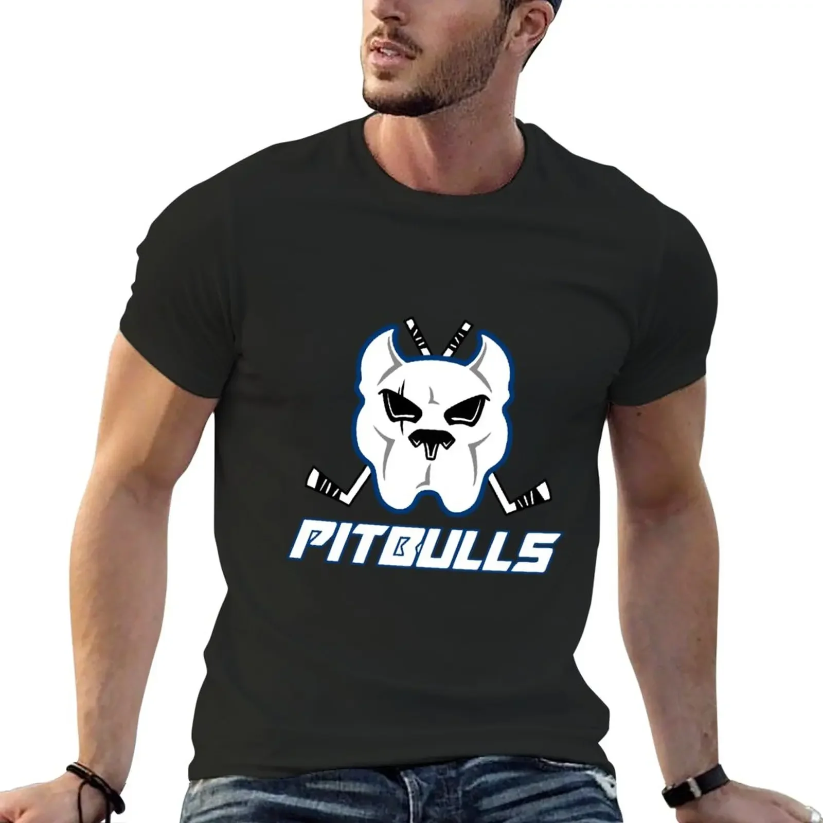 

Bristol Pitbulls Logo ice hockey T-Shirt graphics blanks mens white t shirts