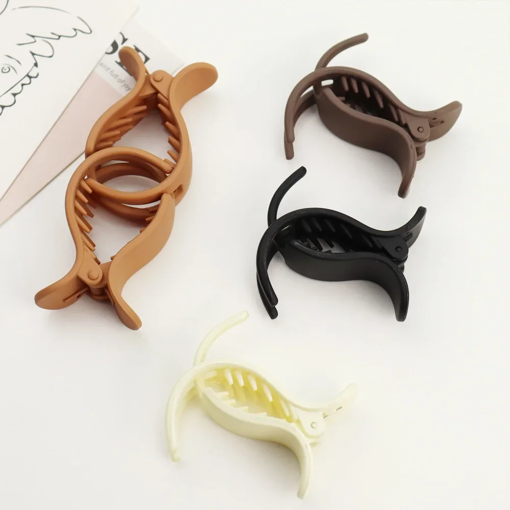 Elegant Frosted Black Ponytail Hair Claw Clip - Stylish Small Hair Accessory