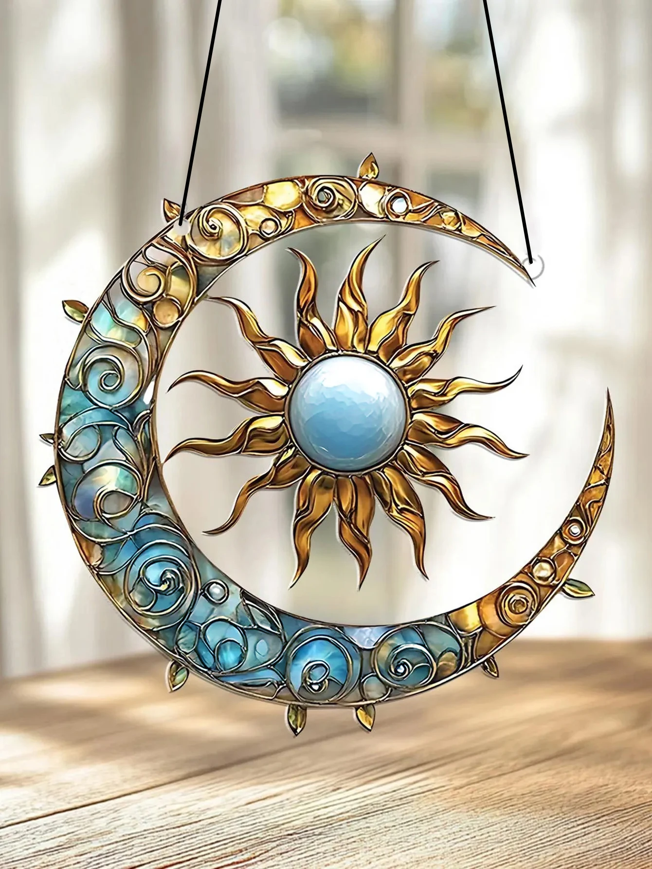 Attrape-soleil Teinté Imprimé Fée Elfe, Fenêtre Suspendue, Ornement Rond En Acrylique, Pendentif Mural Cadeau Pour La Décoration De La Maison Et Du Salon