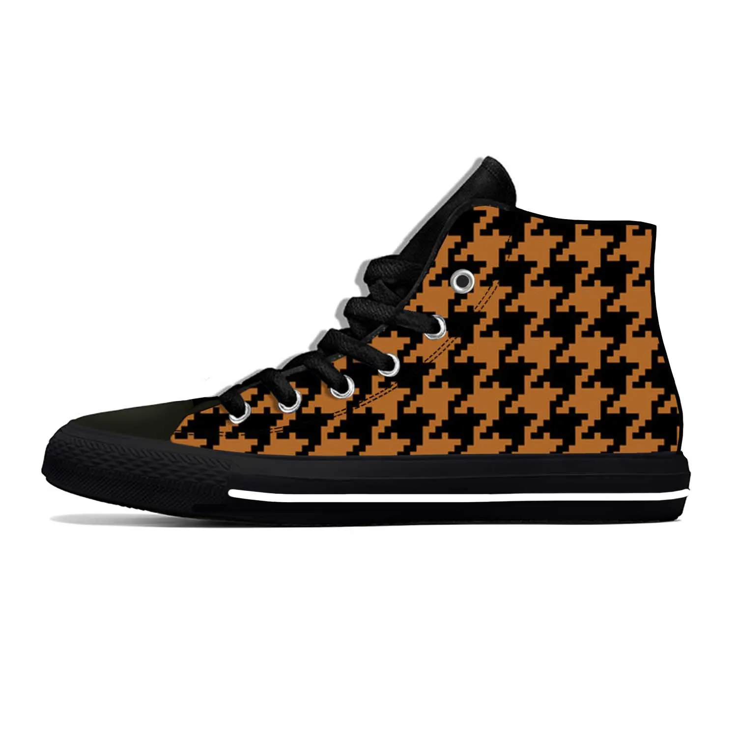 

Houndstooth Dogstooth Check Plaid Pattern Fashion Casual Cloth Shoes High Top Comfortable Breathable 3D Print Men Women Sneakers