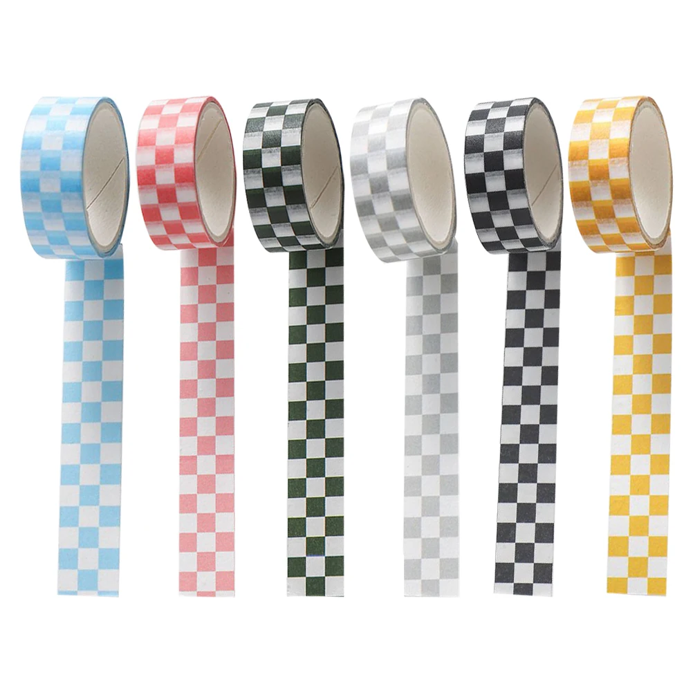 

6 Rolls Of Grid Washi Tape Decorative Grid Washi Tape Scrapbooking Tape DIY Tape Colored Checkered Decorative Paper Tape