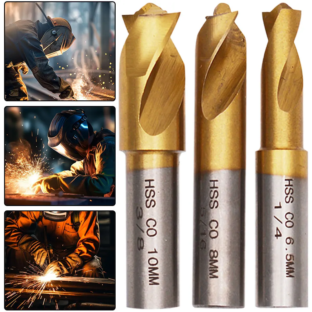 HSS CO 스폿 용접 드릴 비트 세트, 시트 금속 납땜 조인트 제거 전동 공구, 용접 절단 액세서리, 6.5mm, 8mm, 10mm, 3 개