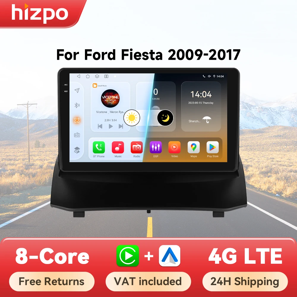 Hizpo sistemas de coche inteligentes Radio para Ford Fiesta MK7 2009-2017 coche Multimedia GPS 2din Autoradio inalámbrico CarPlay Android Auto WIFI 1