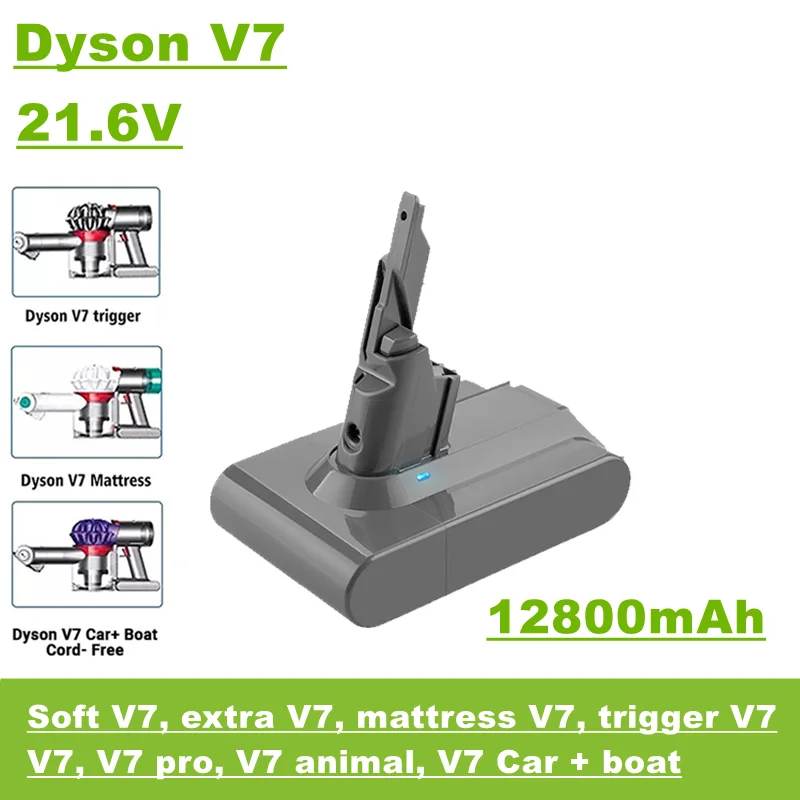 Batterie Rechargeable Pour Aspirateur 21.6v, 12800mah, Pour Dyson Série V7 Moelleux, V7 Pro, V7 Animal, V7 Vide + Bateau, Etc.