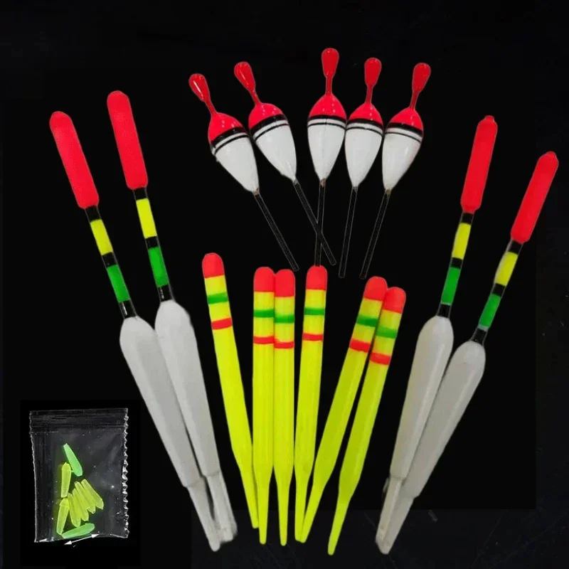 1 set (15Pcs) Vertical Buoy Sea Fishing Floats Assorted Size for Most Type of Angling with Attachment Rubbers Fishing Lures