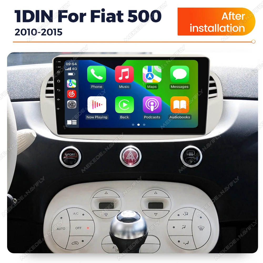 Android 14 For Fiat 500 2010-2015 9inch Car Radio Stereo GPS Navigation Steering Wheel Multimedia Carplay Auto WIFI BT ADAS DVR