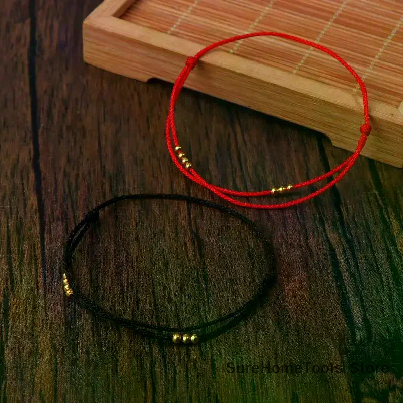 Handmade Red Rope Bead Bracelet Adjustable Lucky Transfer Beads Simple Style Friendship Jewelry Gift Women Men