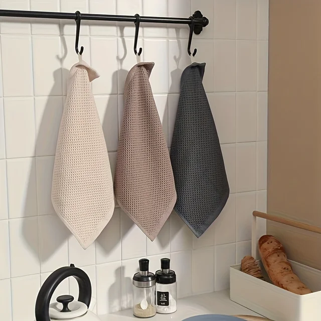 Pure Cotton Waffle Kitchen Towels Super Absorbent Dishcloth Soft Rags for kitchen Home Durable Quick Drying Cleaning Cloth 2