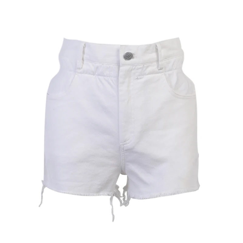 Women Love Heart Embroidered Patchwork Button Elastic High Waist Shorts 2023 Summer Denim Shorts Solid Lady Casual Streetwear