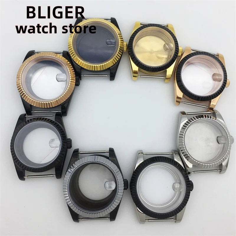 

BLIGER 36mm/40mm PVD Black Gold Silver case Sapphire glass fit NH34 NH35 NH36 ETA2824 2836 Miyota8215 DG2813 PT5000 movement