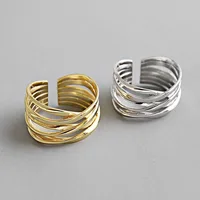 925 Sterling Silver Rings For Women Hollow Out Gold Color Temperament Personality Fashion Female Trendy Resizable Opening Rings - Image 3