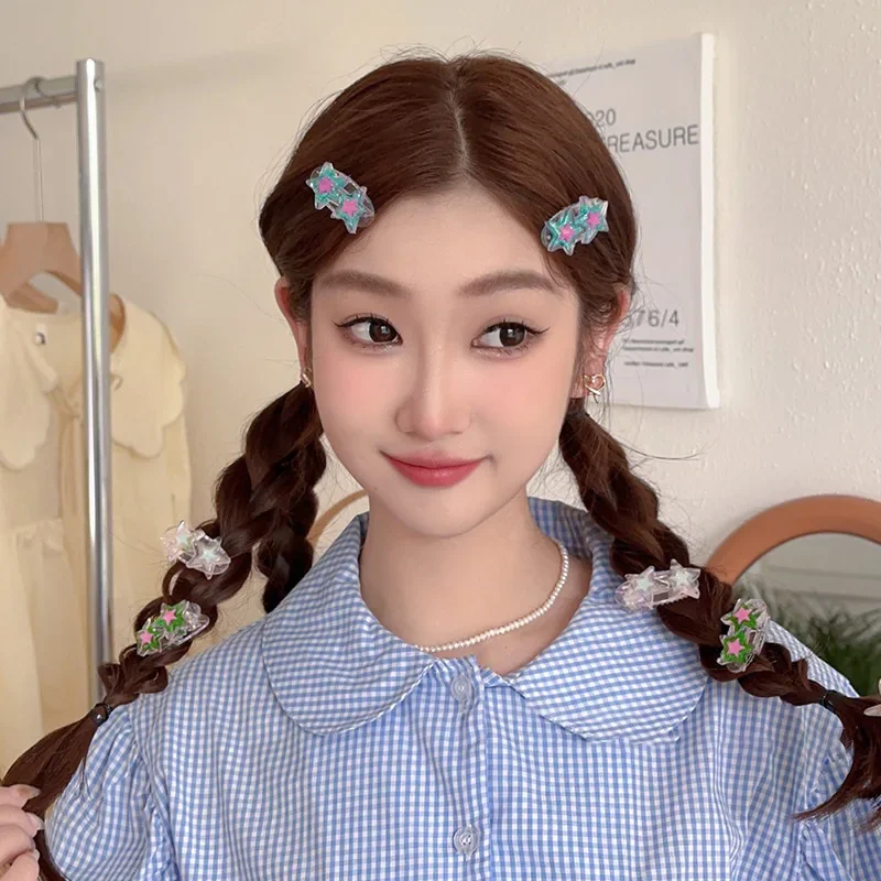 

2pcs Pentagram Bangs Side Clips Women Gilrs Punk Hair Clip Sweet Cute Aesthetic Hairpins Y2K Harajuku Hair Styling Accessories