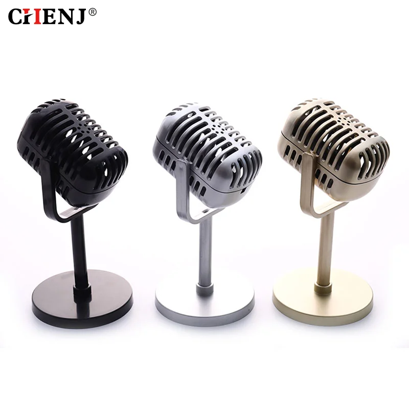 

Simulation Retro Dynamic Vocal Microphone Vintage Universal Stand For Live Performanc Karaoke Studio Recording Photography Props
