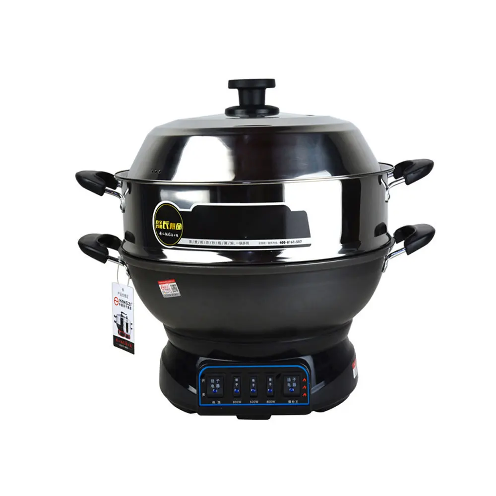 32CM Multifunctional Electric Cooker Heating Pan Stainless Steel Liner Hotpot Pasta Noodles Cooking Soup Pot Eggs Rice Steamer