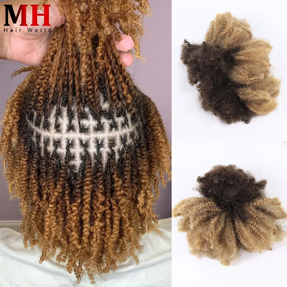 Ombre Blonde Afro Kinky Curly Bulk Human Hair for Braiding Brown Crochet Braiding Hair Extensions Locks for Braids No Weft