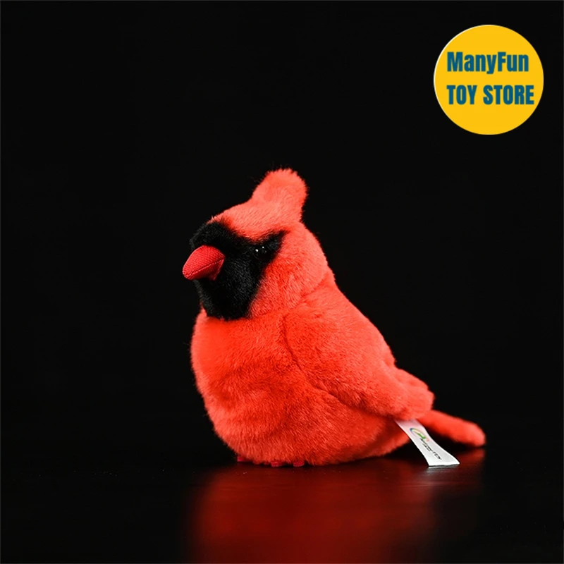 Northern Red Cardinal Plush Toy High Fidelity Red bird Plushie Tit