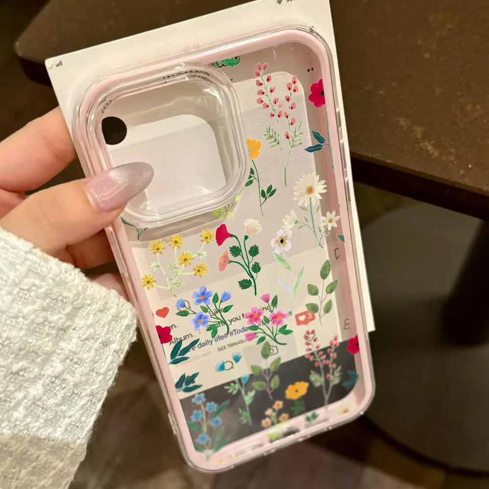 Pink Floral Transparent Phone Case Cover