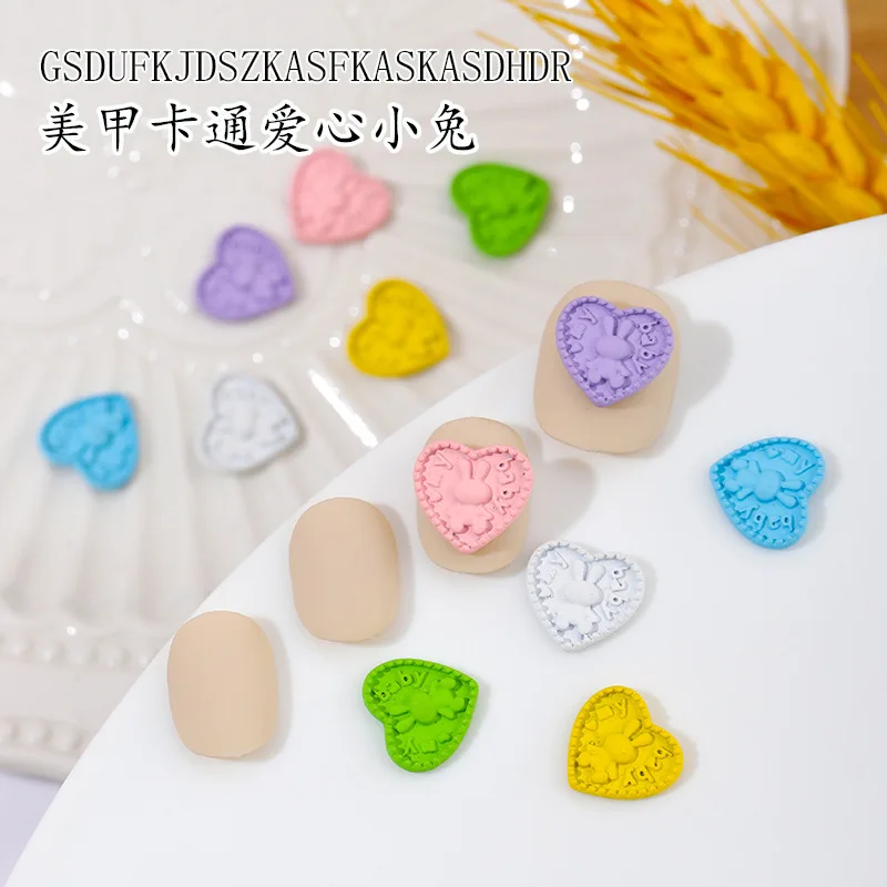 

10pcs Alloy Heart Rabbit Nail Kawaii Charms Accessories 3D Cartoon Series Nail Rhinestones Art Decorations Jewelry Nail Supplies