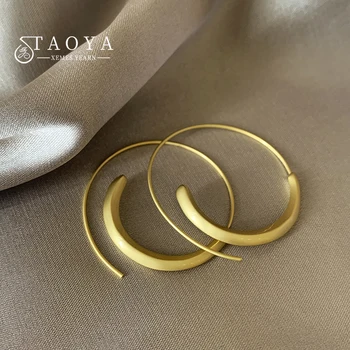Matte Gold Circle Statement Earrings 1