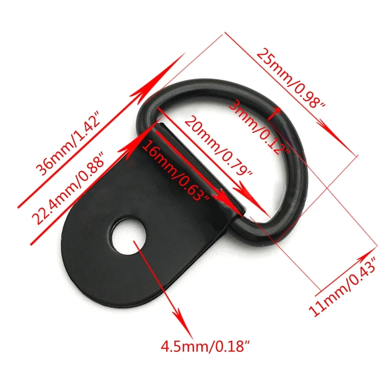 20Pcs Cargo Tie Down D Shape Pull Hook Durable Metal Anchor Ring